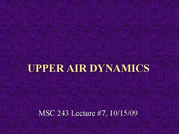UPPER AIR DYNAMICS
