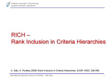 RICH Rank Inclusion in Criteria Hierarchies