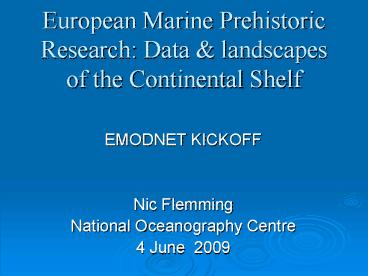 European Marine Prehistoric Research: Data