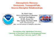 Atmospheric Mercury: Emissions, Transport/Fate, Source-Receptor Relationships