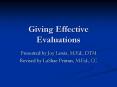 Giving Effective Evaluations PowerPoint PPT Presentation