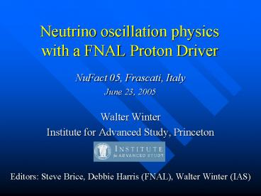 Neutrino oscillation physics with a FNAL Proton Driver
