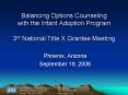 Balancing Options Counseling with the Infant Adoption Program 3rd National Title X Grantee Meeting PowerPoint PPT Presentation