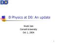 B Physics at D0: An update PowerPoint PPT Presentation