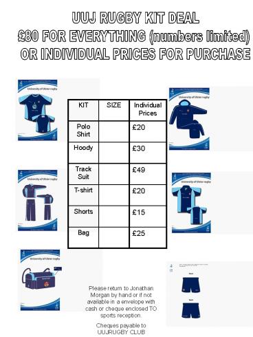 UUJ RUGBY KIT DEAL