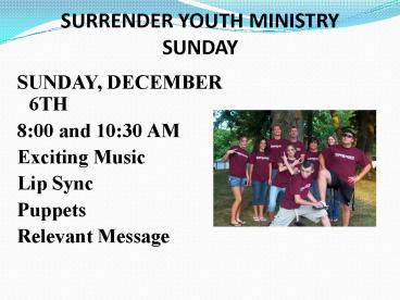 SURRENDER YOUTH MINISTRY SUNDAY