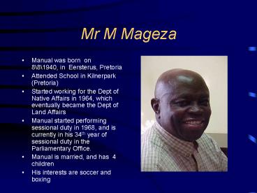 Mr M Mageza