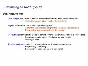 Obtaining an NMR Spectra