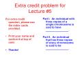 Extra credit problem for Lecture PowerPoint PPT Presentation