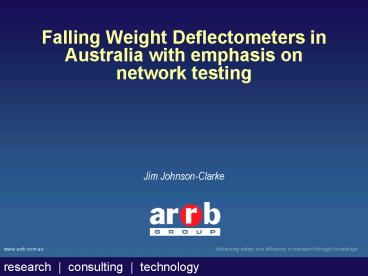 www'arrb'com'auAdvancing safety and efficiency in transport through knowledge