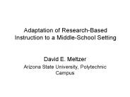 Adaptation of ResearchBased Instruction to a MiddleSchool Setting etc'
