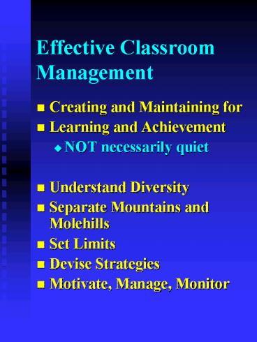 Effective Classroom Management