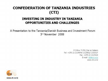 CONFEDERATION OF TANZANIA INDUSTRIES CTI