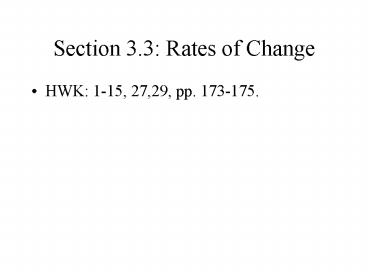 Section 3'3: Rates of Change