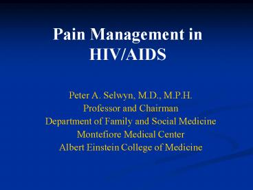 Pain Management in HIV/AIDS