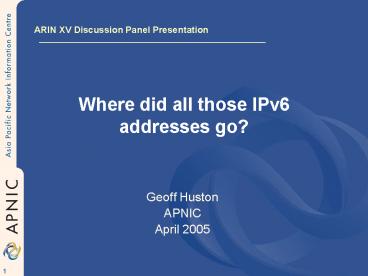 Where did all those IPv6 addresses go?