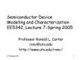 Semiconductor Device Modeling and Characterization EE5342, Lecture 7-Spring 2005 PowerPoint PPT Presentation