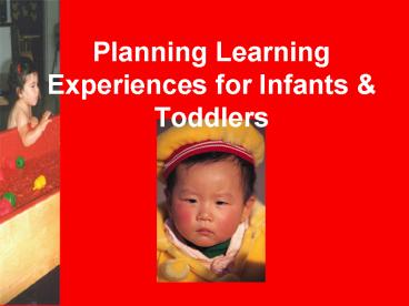 Planning Learning Experiences for Infants