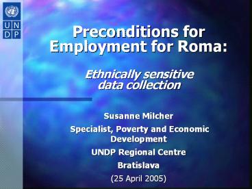 Preconditions for Employment for Roma: Ethnically sensitive data collection