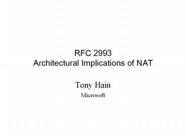 RFC 2993  Architectural Implications of NAT