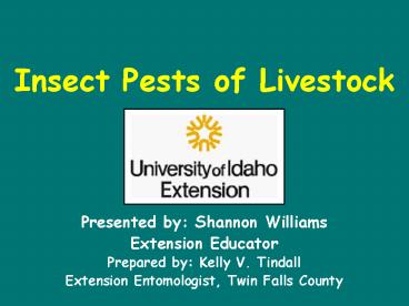 Insect Pests of Livestock