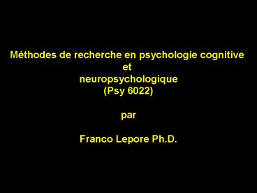 Mthodes de recherche en psychologie cognitive