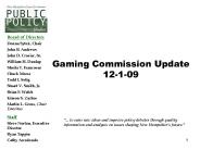 Gaming Commission Update 12-1-09