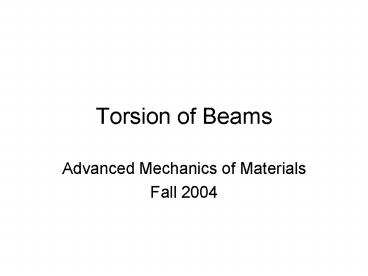 Torsion of Beams