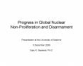 Progress in Global Nuclear NonProliferation and Disarmament PowerPoint PPT Presentation