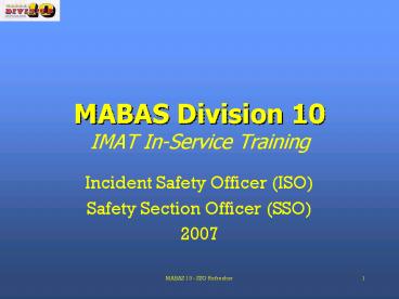 MABAS Division 10 IMAT InService Training