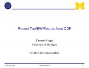 Recent Top/EW Results from CDF