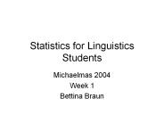 Statistics for Linguistics Students