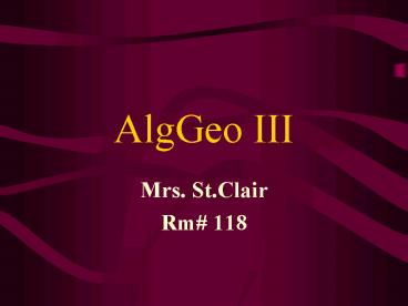 AlgGeo III