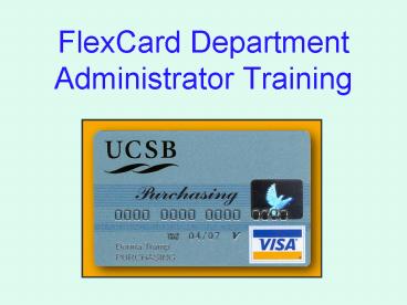 FlexCard Department Administrator Training