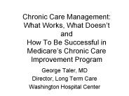 Chronic Care Management: What Works, What Doesn