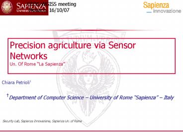 Department of Computer Science University of Rome Sapienza Italy