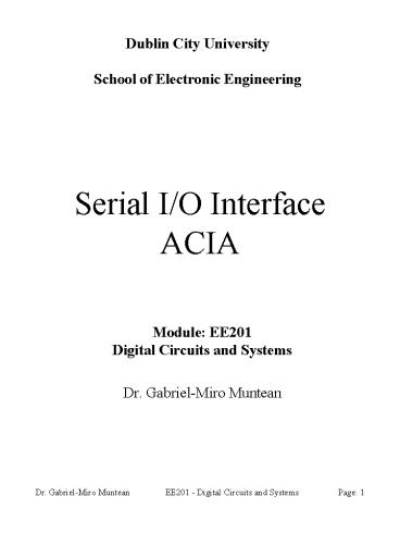 Serial IO Interface ACIA