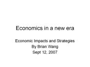 Economics in a new era