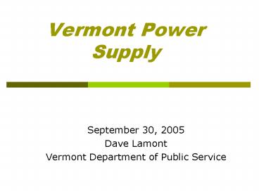 Vermont Power Supply