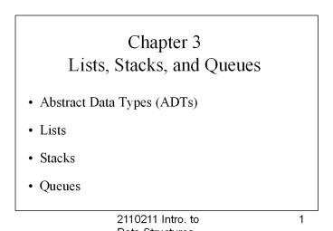 Chapter 3 Lists, Stacks, and Queues