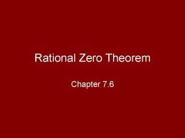 Rational Zero Theorem