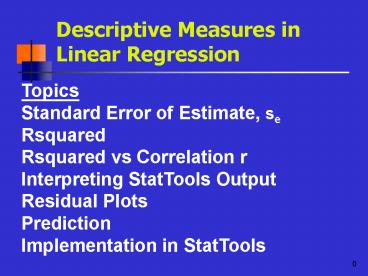 Descriptive Measures in Linear Regression