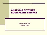 ANALYSIS OF WIRED EQUIVALENT PRIVACY