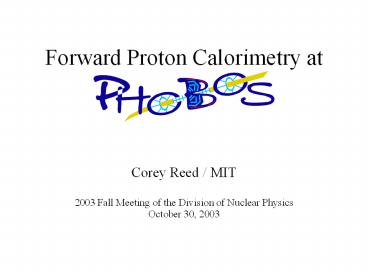 Forward Proton Calorimetry at