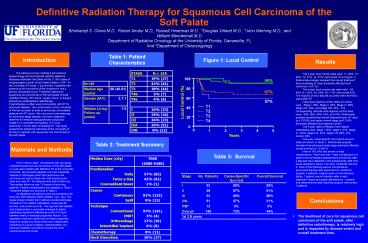 Definitive Radiation Therapy for Squamous Cell Carcinoma of the Soft Palate