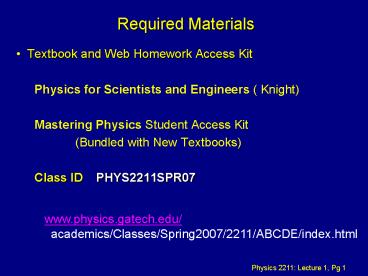 Required Materials