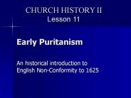 Early Puritanism