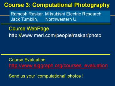 Course 3: Computational Photography