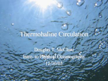 Thermohaline Circulation