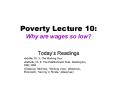 Poverty Lecture 10: Why are wages so low? PowerPoint PPT Presentation